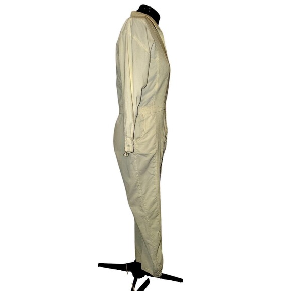 Vintage SAINT GERMAIN Corduroy JUMPSUIT Ladies 44 Pale Yellow Zip-Up Coveralls - Picture 5 of 6